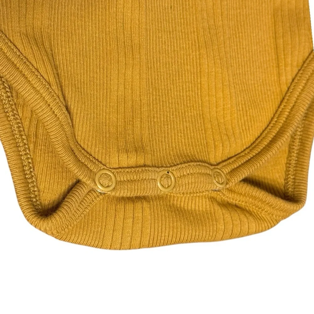 Fin & Vince Mustard Ribbed Cotton Sleeveless Bodysuit 12–24M